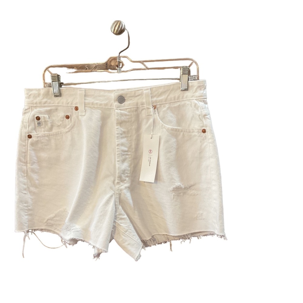AG Adriano Goldschmied Alexxis High-Rise Wedgie White Denim Shorts 30 NWT